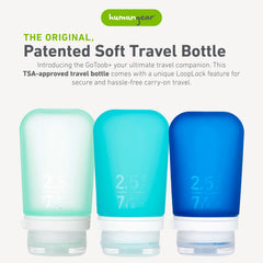 humangear GoToob+ close-up of LoopLock locking cap, ensures leakproof travel