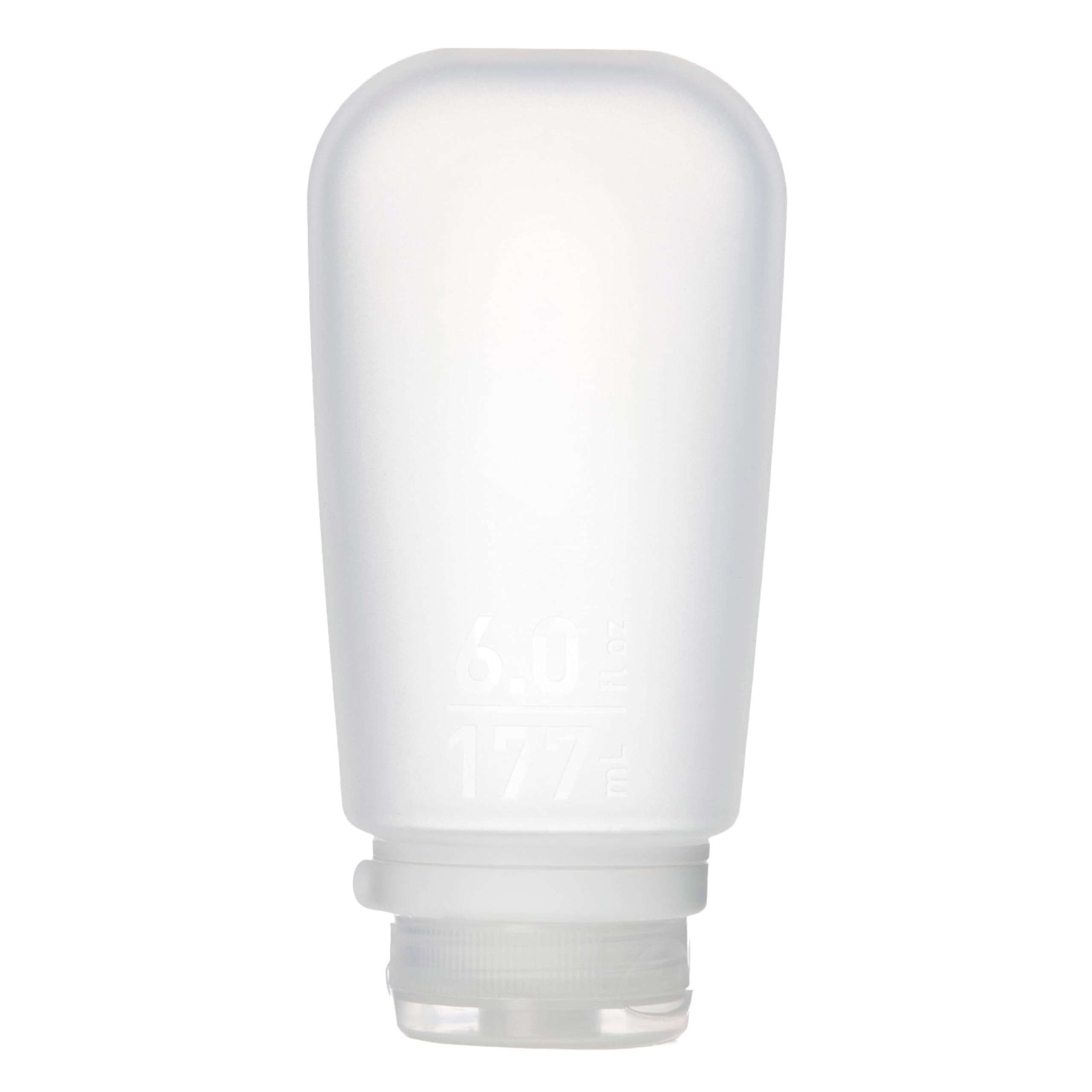 humangear GoToob+ XL front view showing clear bottle and secure lid, ideal for travel
