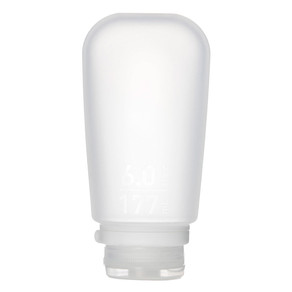 humangear GoToob+ XL front view showing clear bottle and secure lid, ideal for travel