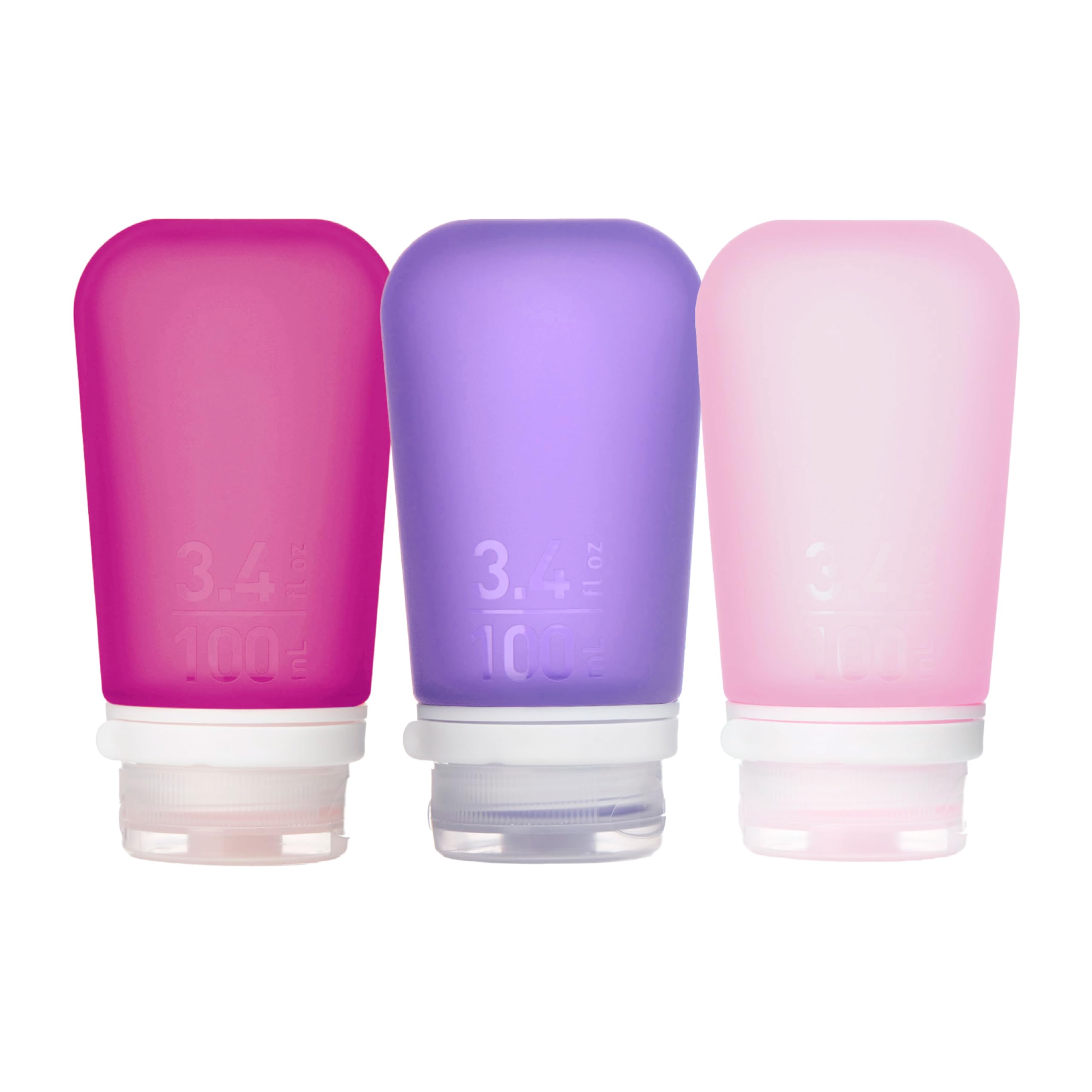 humangear GoToob+ front view showing three colors and capacity for easy packing