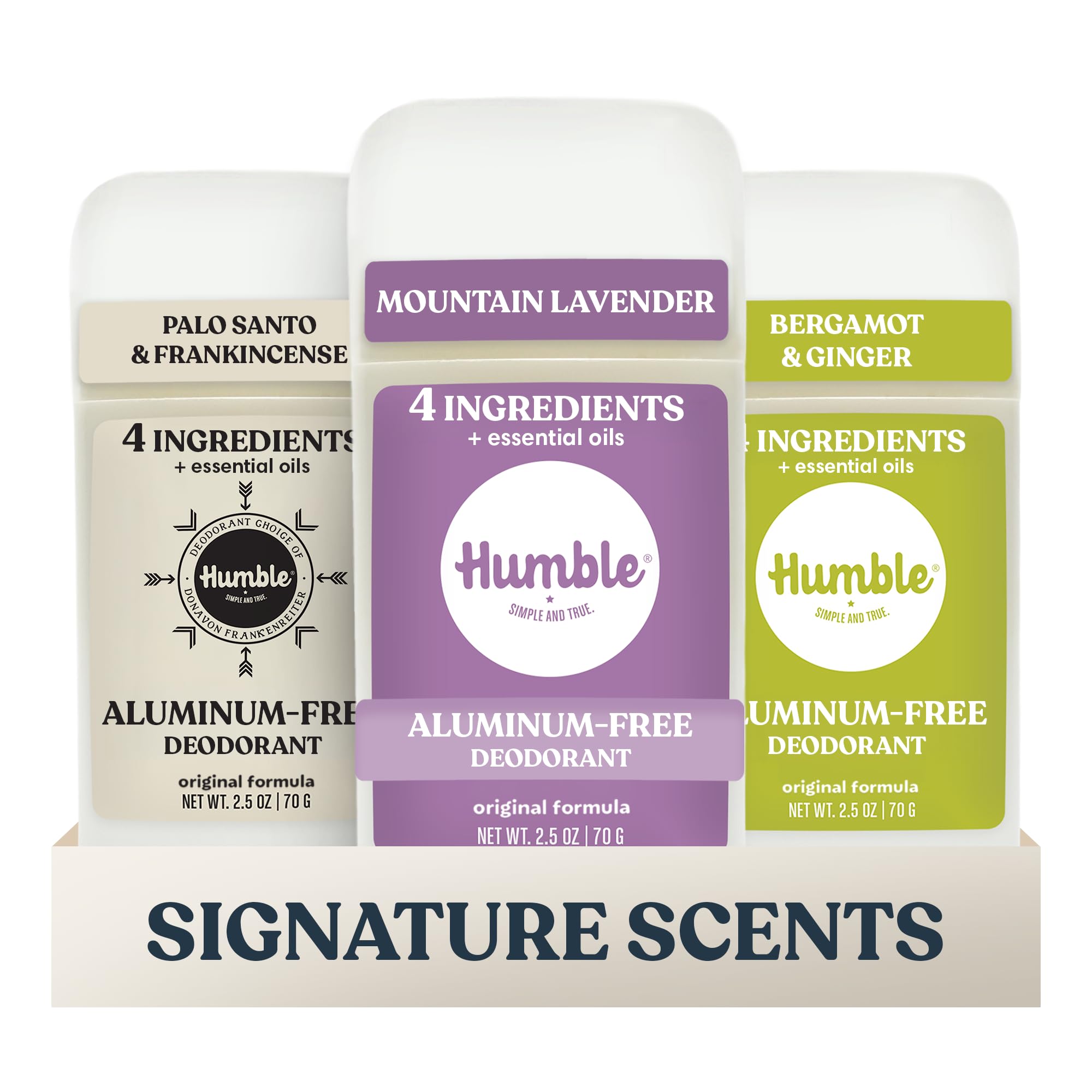 HUMBLE SIMPLE AND TRUE three-pack front packaging showing scent variety and value