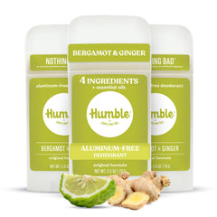 HUMBLE SIMPLE AND TRUE front packaging showing bergamot and ginger scent and benefits