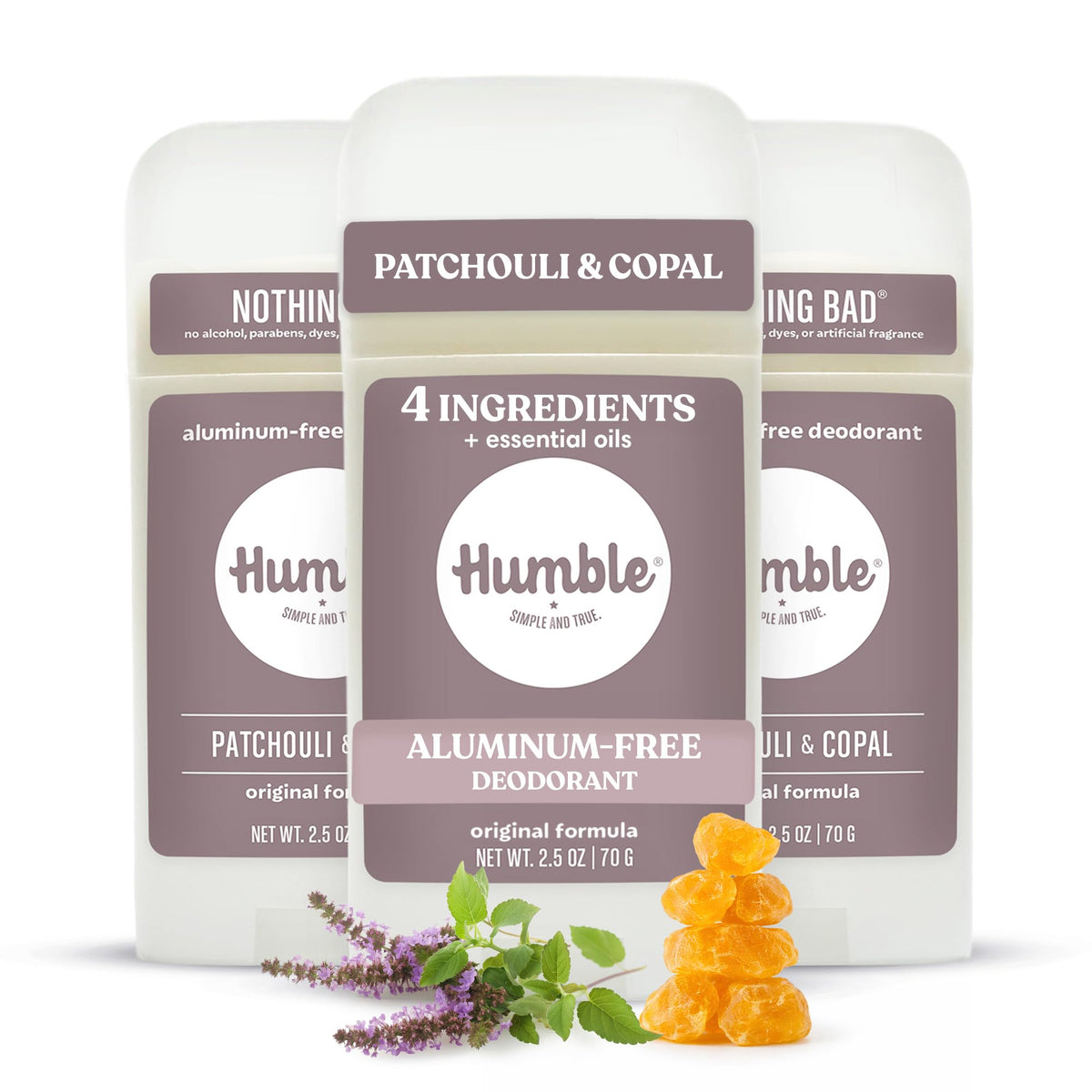 HUMBLE SIMPLE AND TRUE front packaging showing scent and clean design benefit