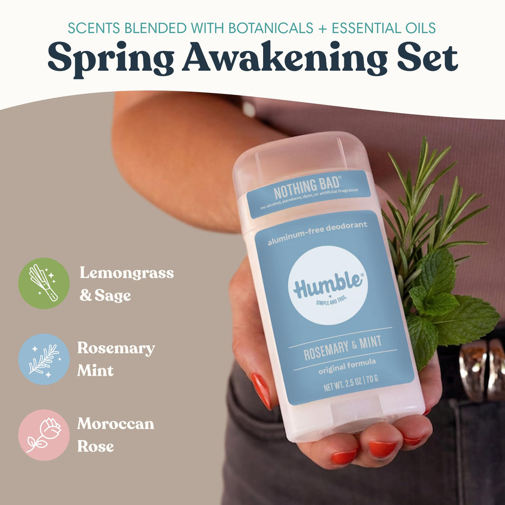 HUMBLE SIMPLE AND TRUE Rosemary Mint deodorant application texture demonstrating even coverage and comfort