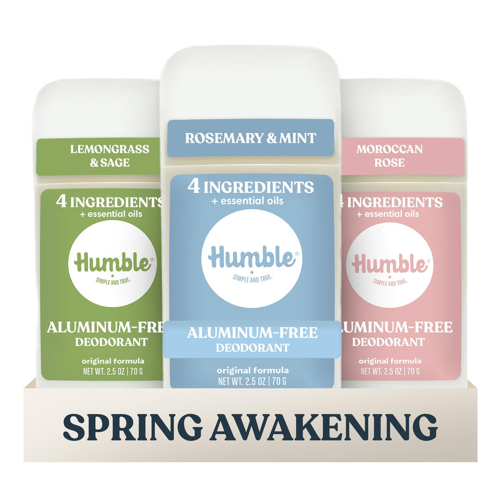 HUMBLE SIMPLE AND TRUE front packaging of Spring Awakening three-pack showing all three sticks for easy selection