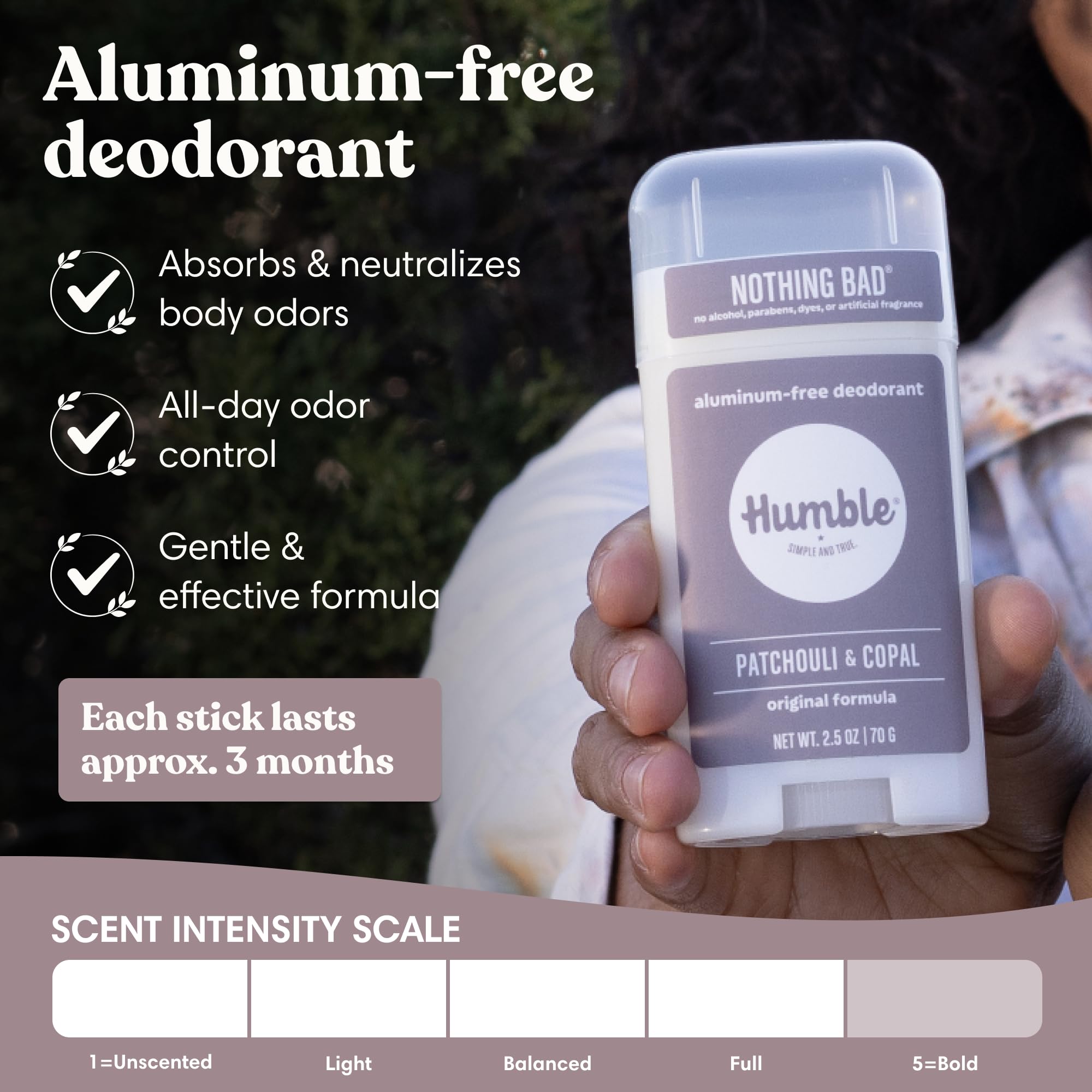 HUMBLE SIMPLE AND TRUE stick extended to show usable product amount and ease