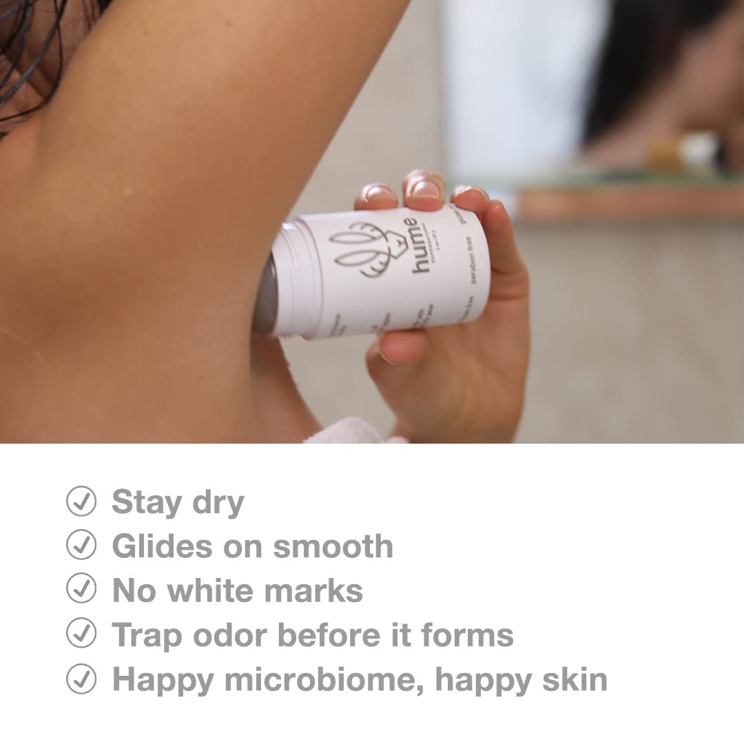 HUME SUPERNATURAL application on underarm demonstrating fast-drying benefit