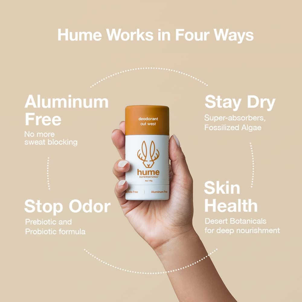 Hume Supernatural applying deodorant underarm demonstrating no-mess use