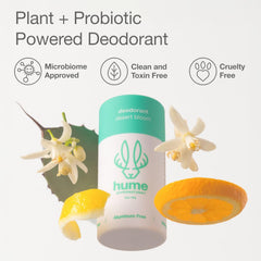 HUME SUPERNATURAL ingredients label close-up showing probiotic and botanical benefits