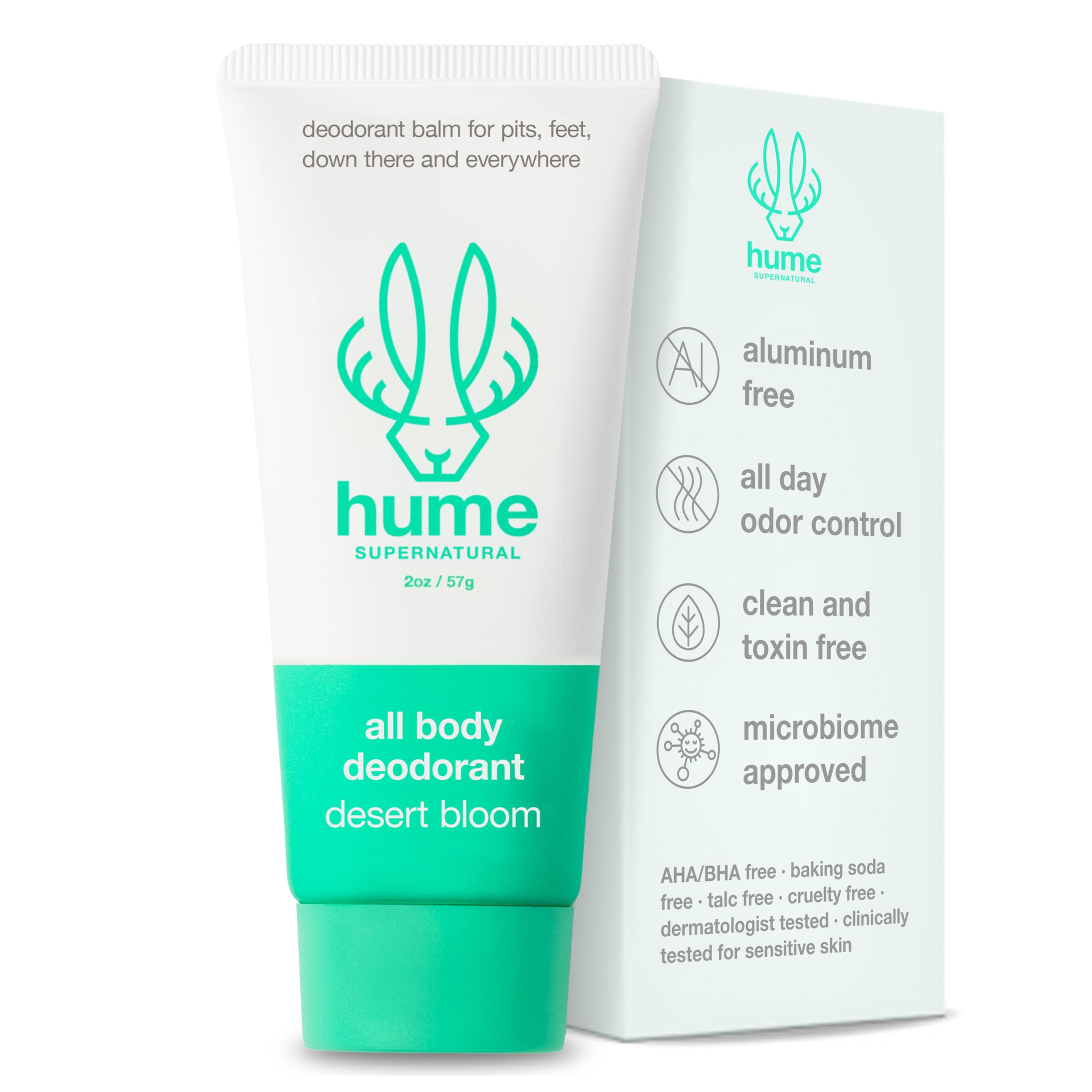 Hume Supernatural front packaging showing Desert Bloom and clean ingredients benefit