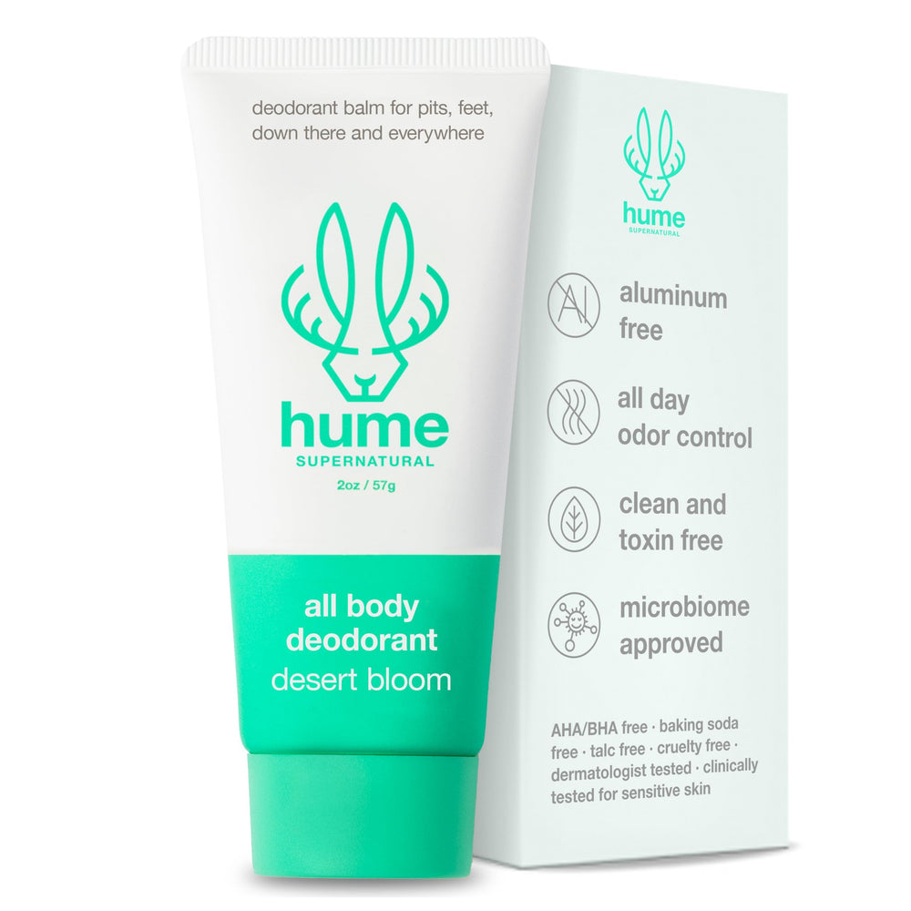 Hume Supernatural front packaging showing Desert Bloom and clean ingredients benefit