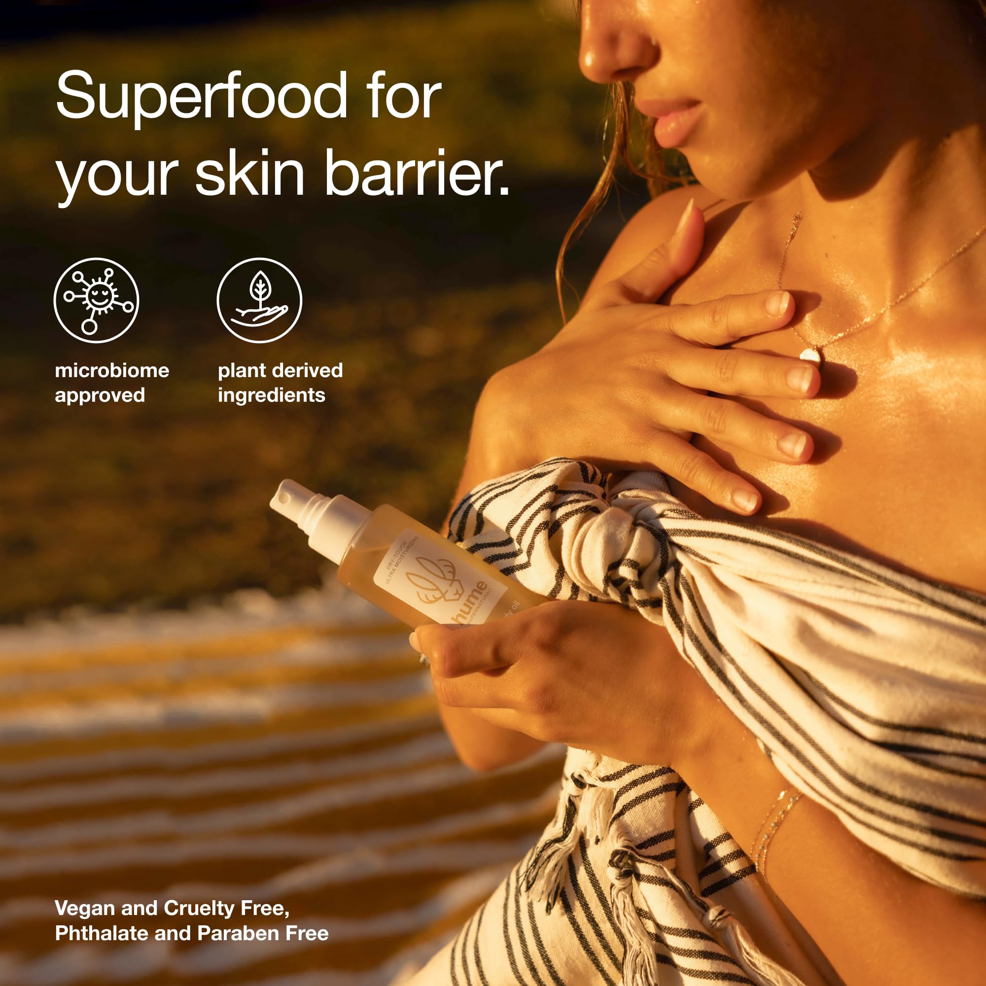 HUME SUPERNATURAL in bathroom routine scene, conveys easy everyday use benefit