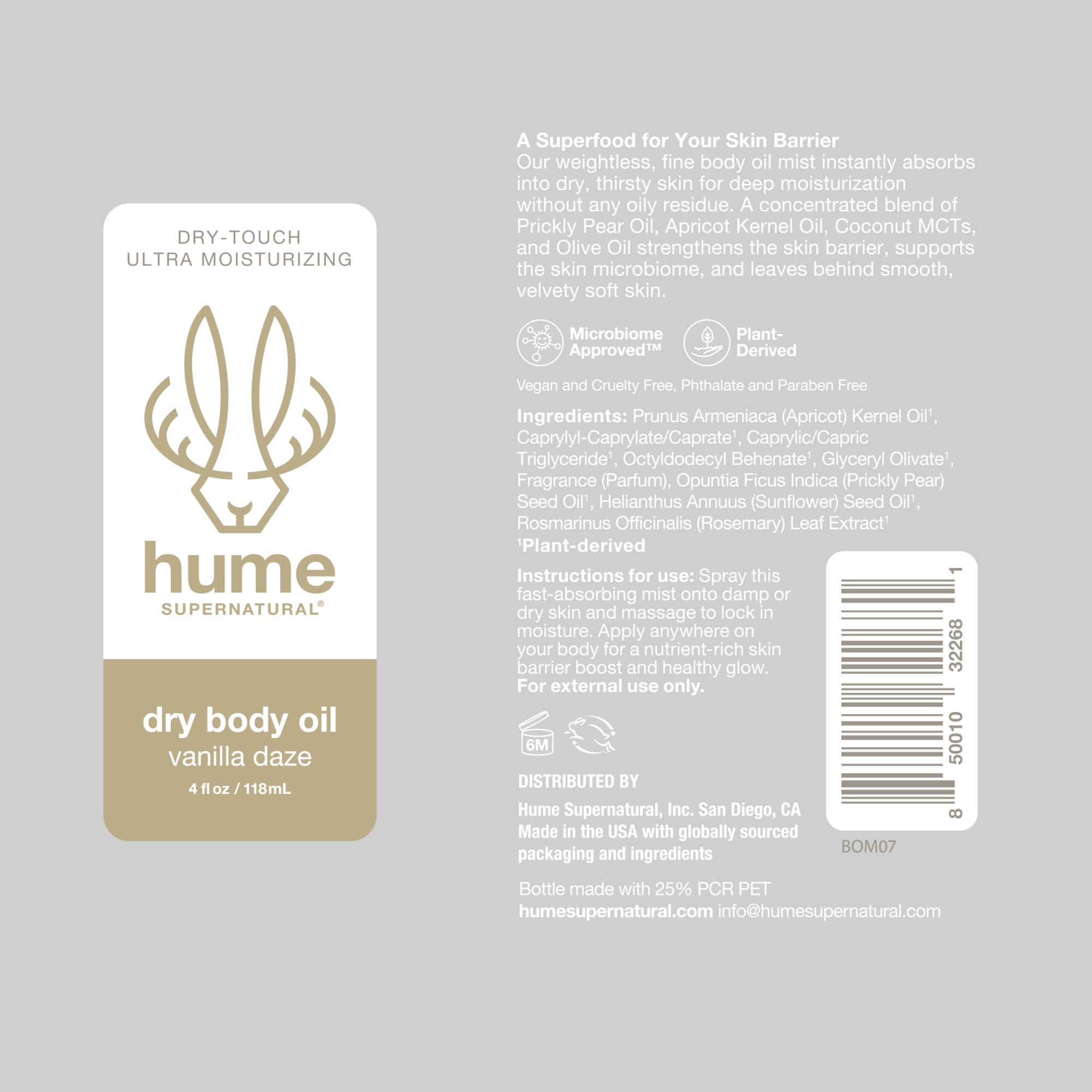 HUME SUPERNATURAL sprayed on fabric showing no stain, proves low-transfer finish