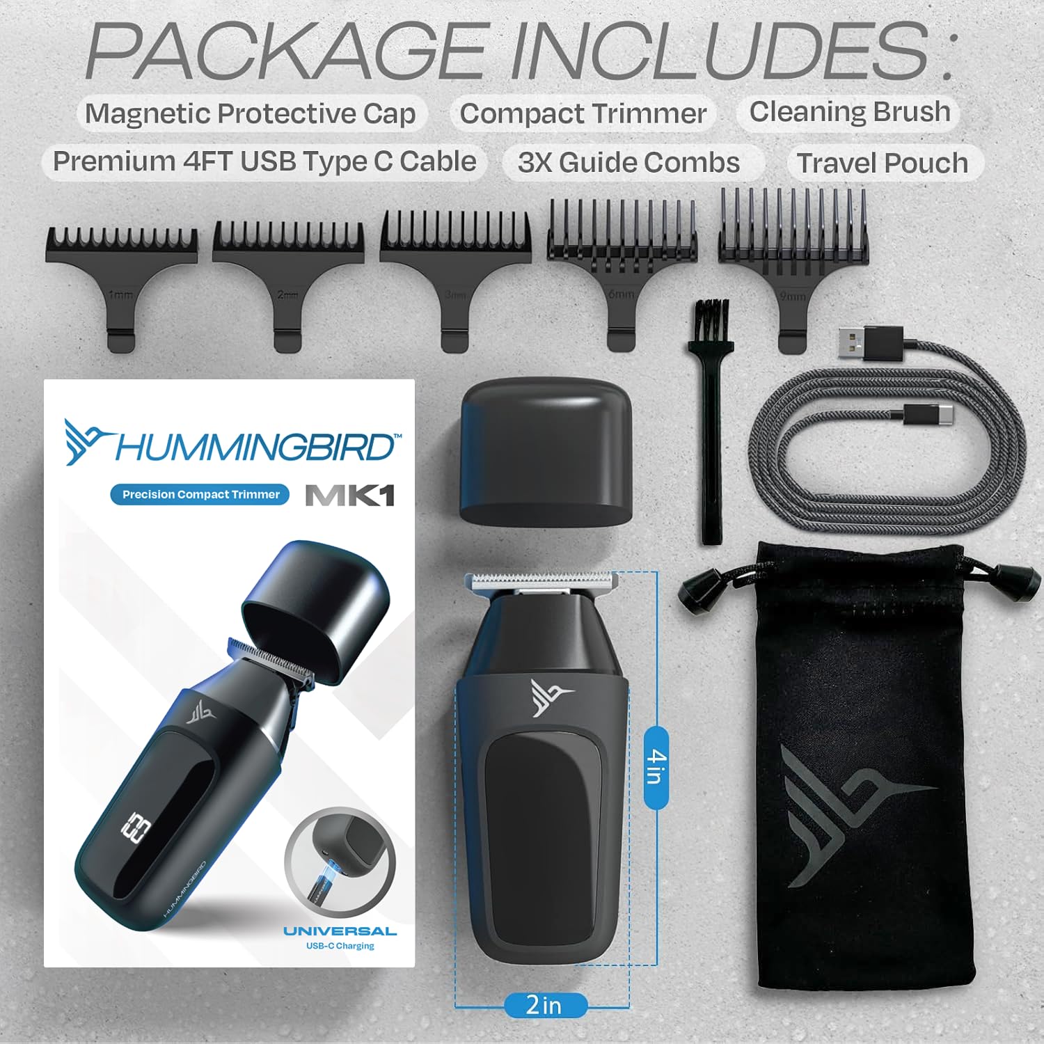 HUMMINGBIRD MK1 inside microfiber pouch for protected transport and organization