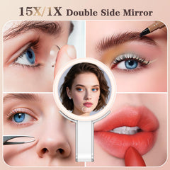 HUNCAB rotating handle in stand mode offering hands-free makeup benefit