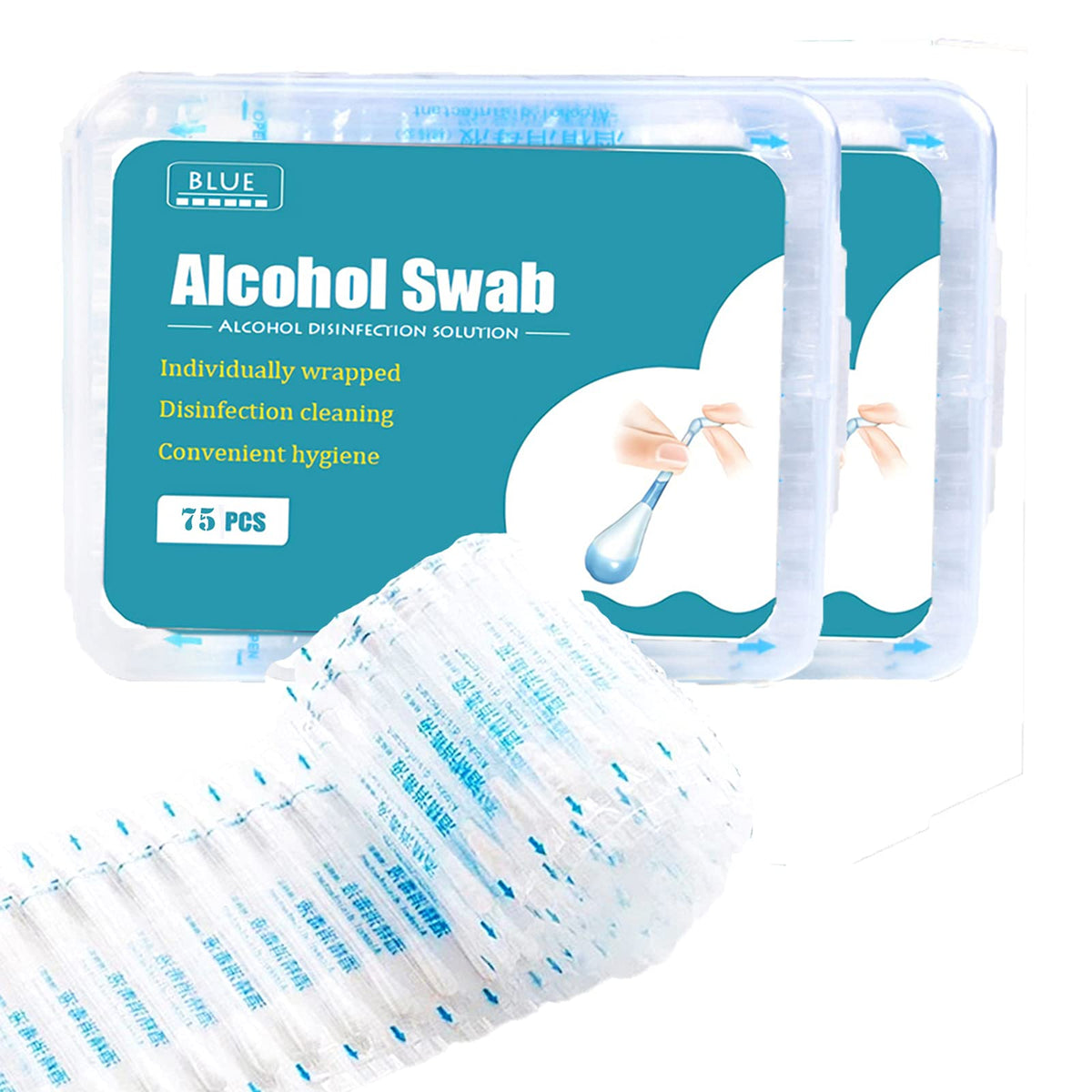 HUNWEY front packaging showing sealed 150-count benefit for portability
