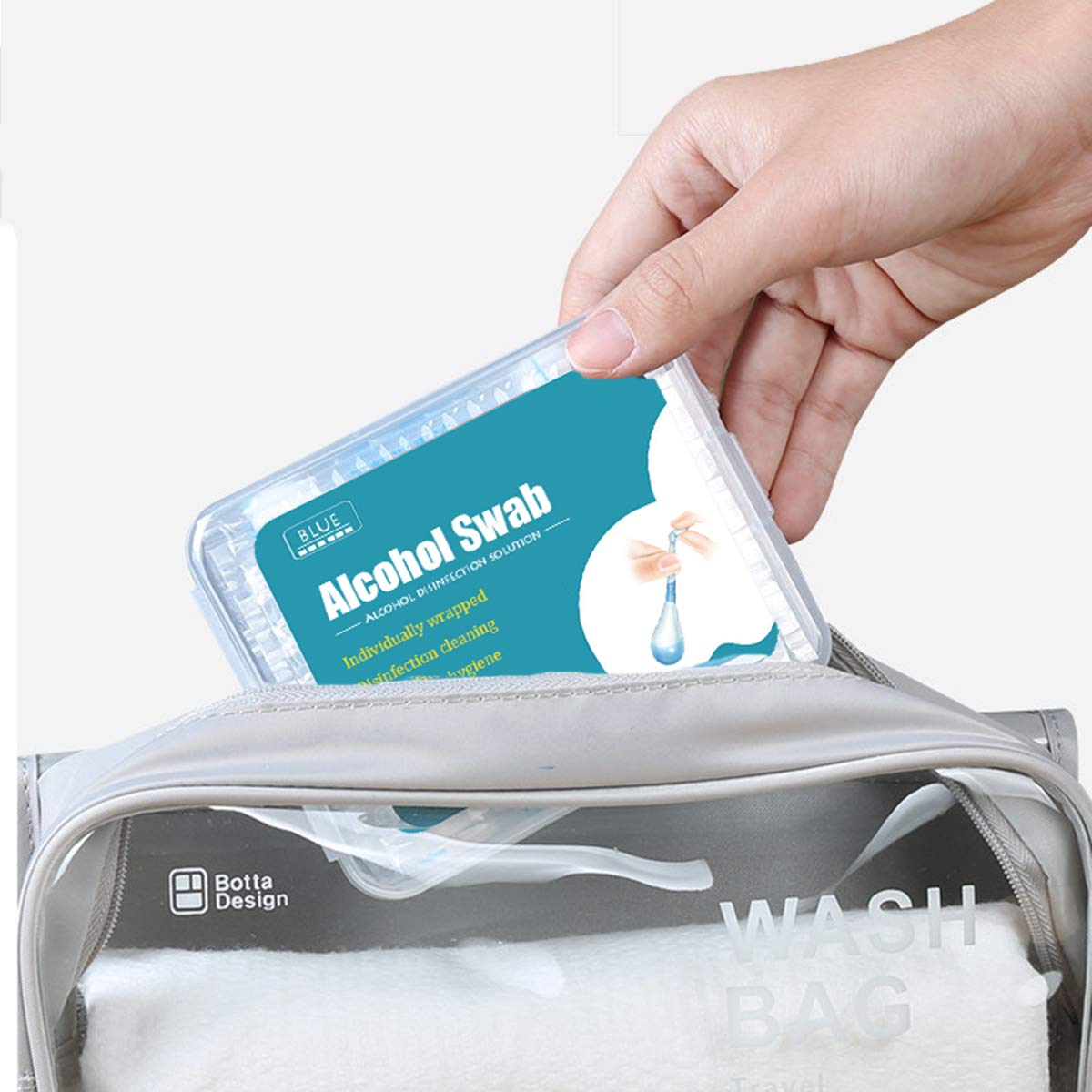 HUNWEY pack beside a hand showing scale and individually wrapped convenience