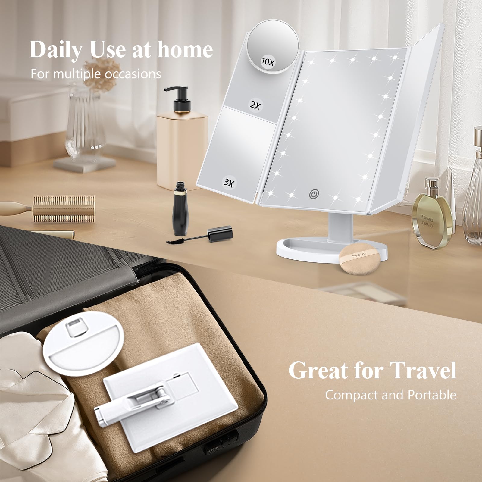 HUONUL touch control lit demonstrating adjustable brightness for comfortable lighting