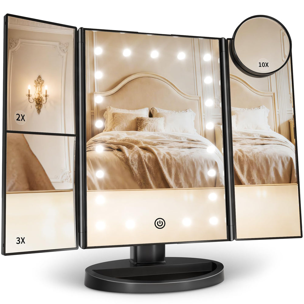 HUONUL trifold front view showing full mirror and modern finish for clear grooming