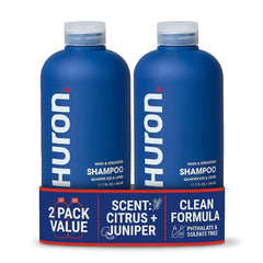 Huron front packaging showing two bottles and label with benefits