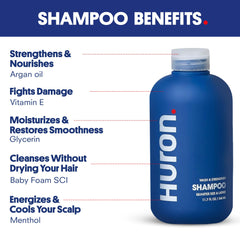 Huron shampoo lather texture close-up showing gentle foam