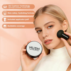 Hush Makeup Foundation mushroom puff close-up showing soft applicator for easy blending