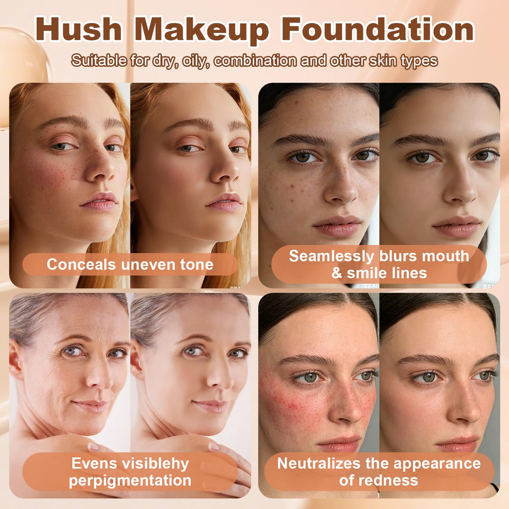 Hush Makeup Foundation texture swatch showing creamy cushion consistency and hydration