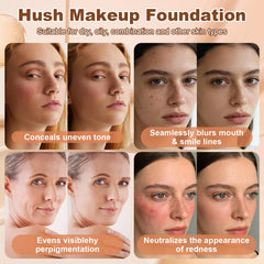 Hush Makeup Foundation texture swatch showing creamy cushion consistency and hydration