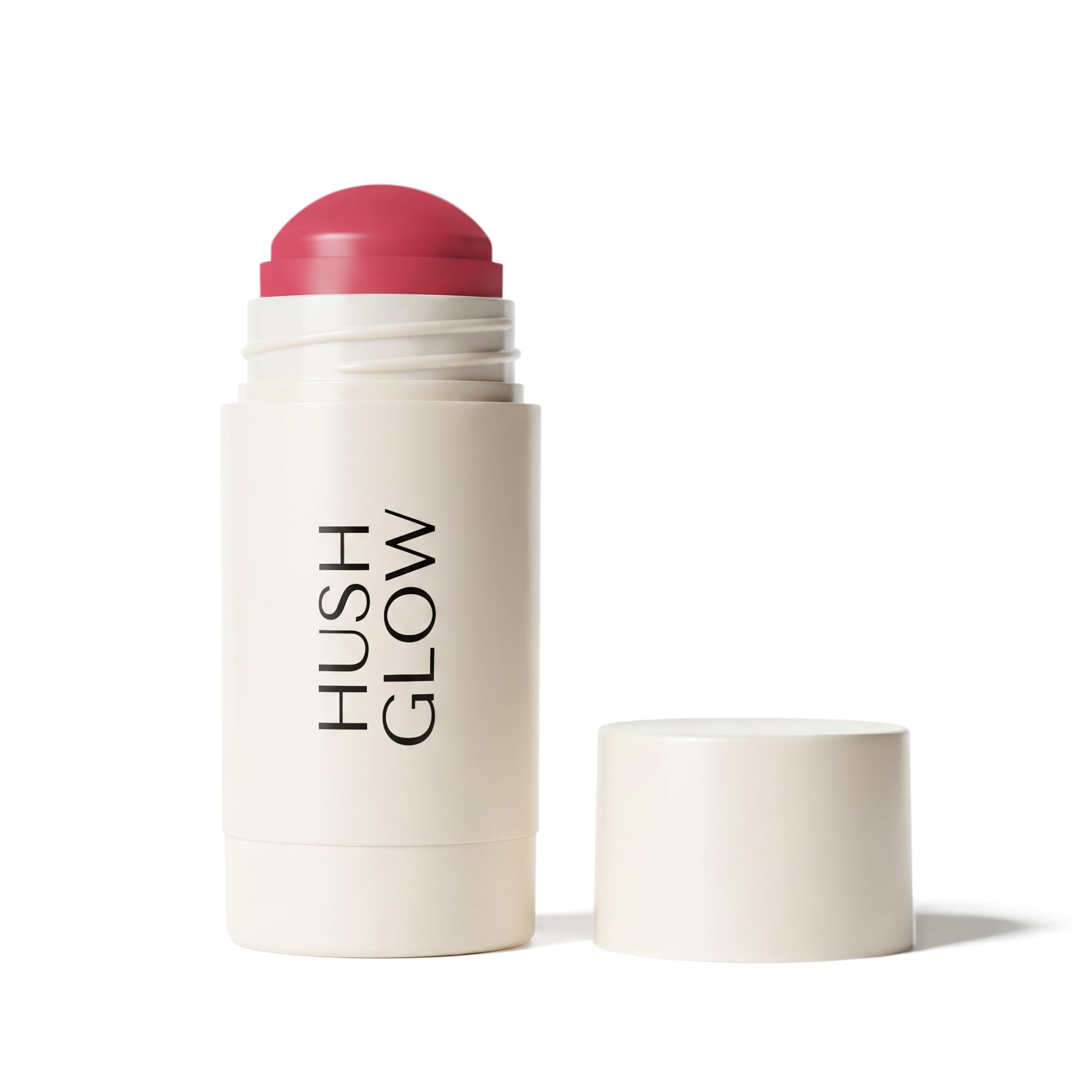 Hush Glow front view of blush stick showing compact packaging and shade