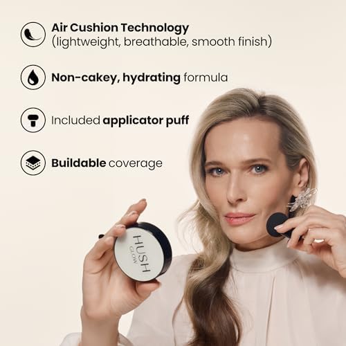 Hush Glow open compact revealing cushion pad and refillable well for quick use