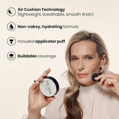 Hush Glow open compact revealing cushion pad and refillable well for quick use