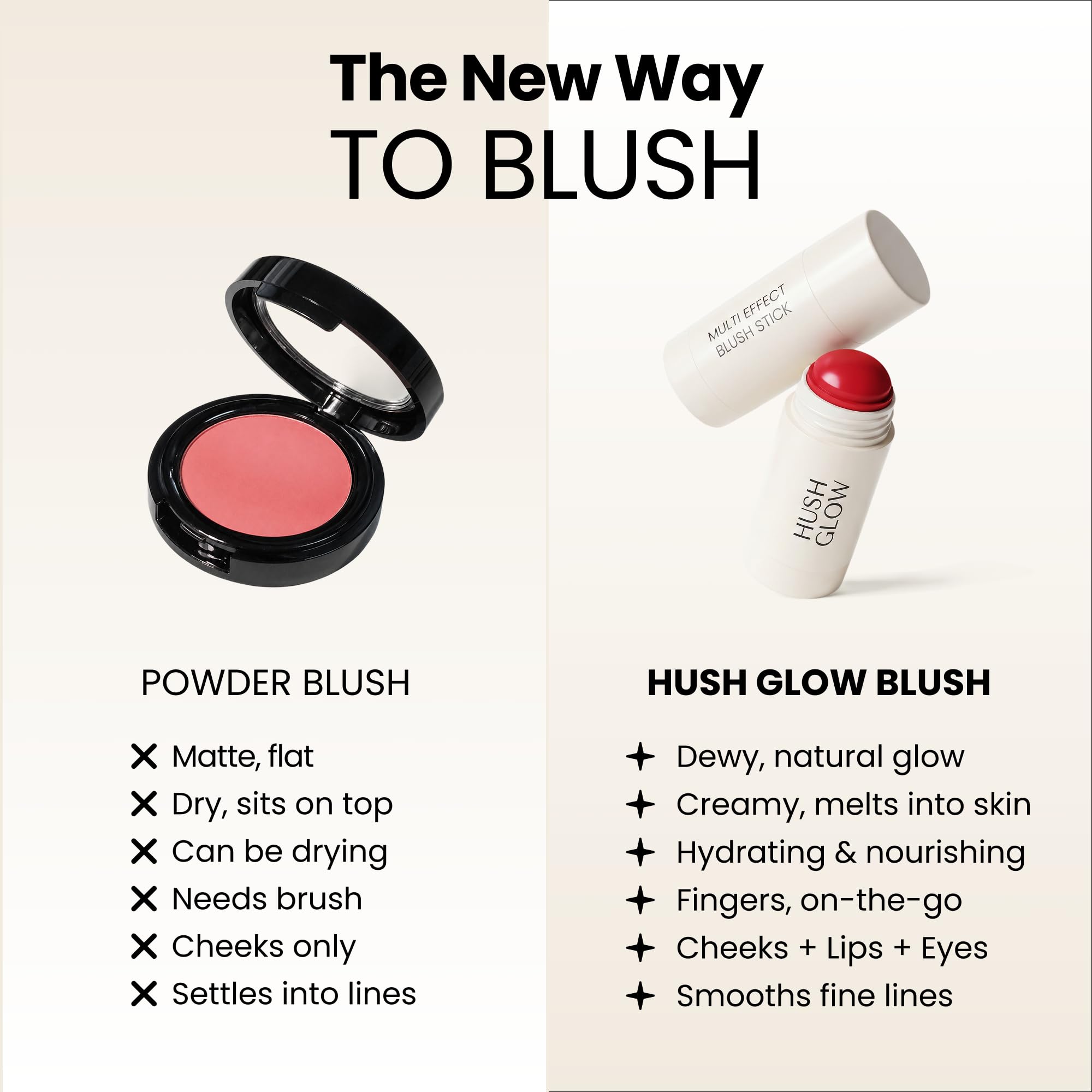 Hush Glow size comparison next to hand illustrating compact, portable design