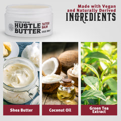 Hustle Butter Deluxe being applied to forearm for soothing moisture