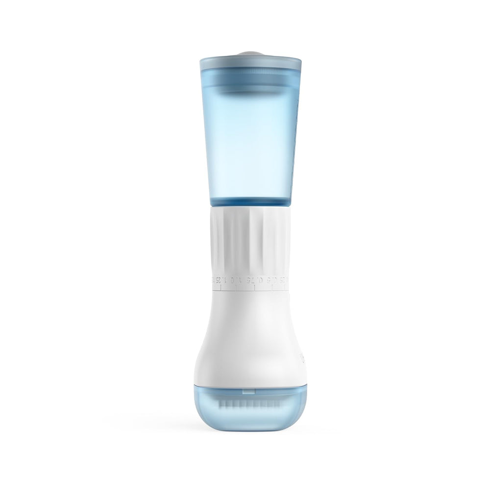 Generic hydro derma stamp applying serum to beard for even topical coverage