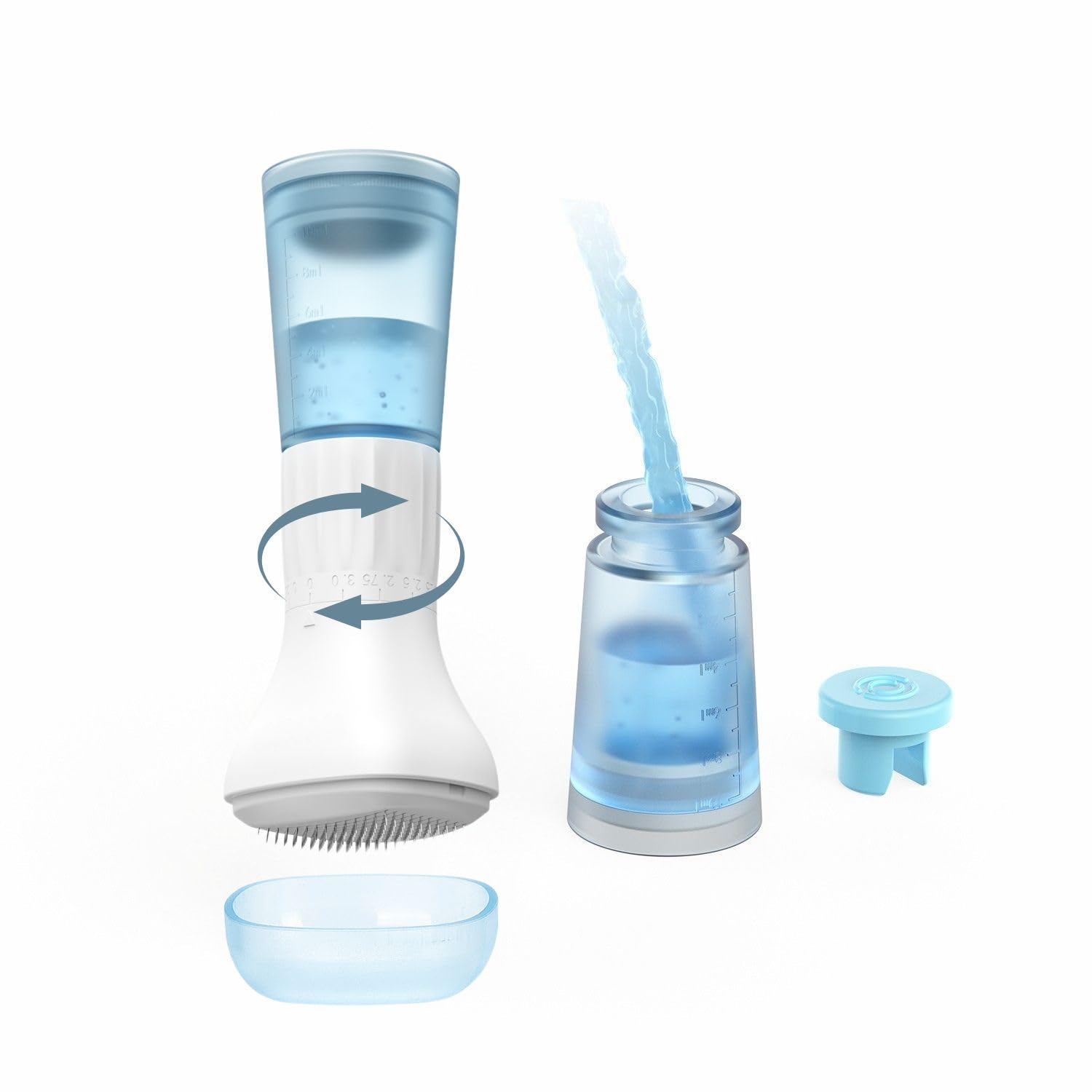 Generic hydro derma stamp front view showing tool and reservoir for precise application