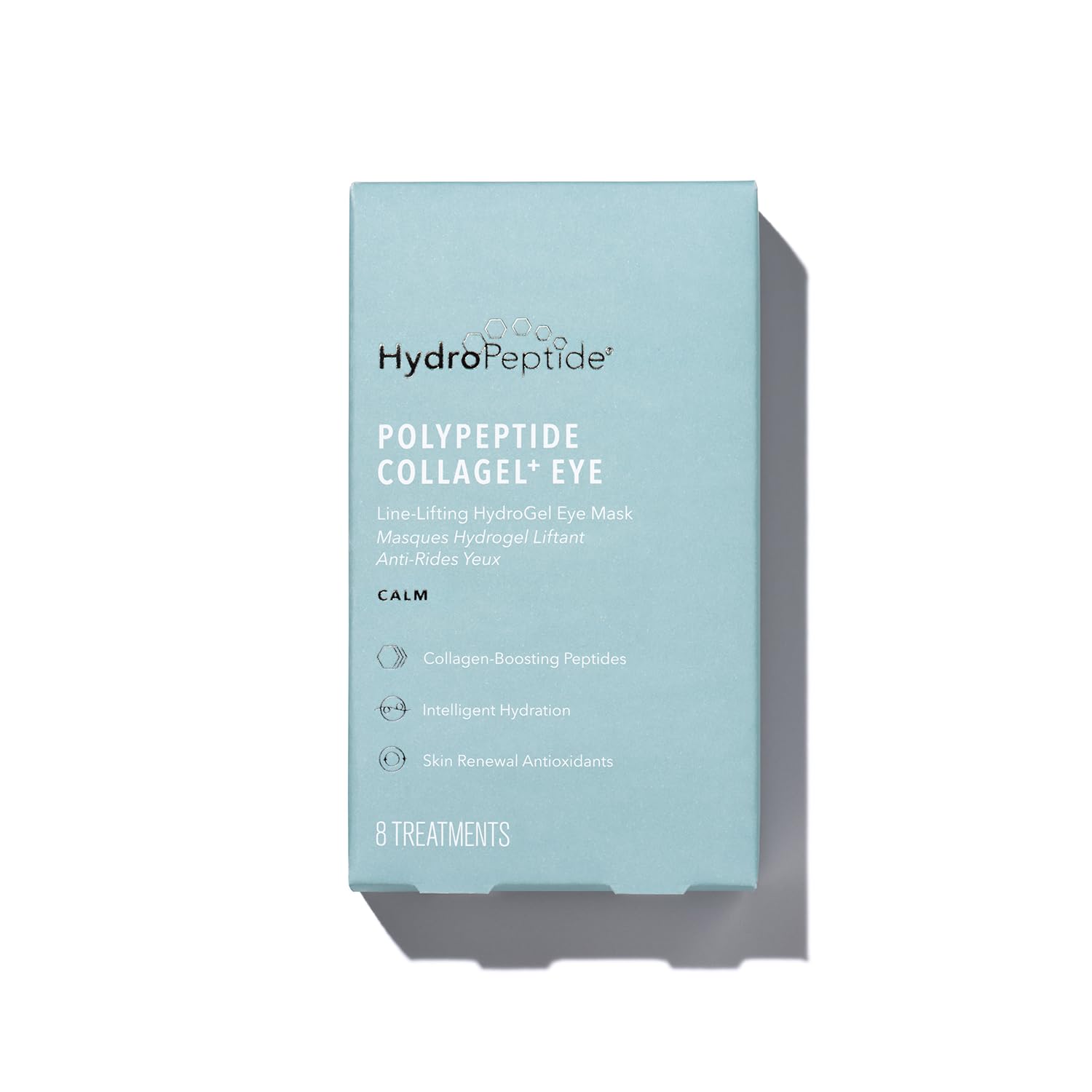 HydroPeptide front packaging showing eight pairs and product benefits