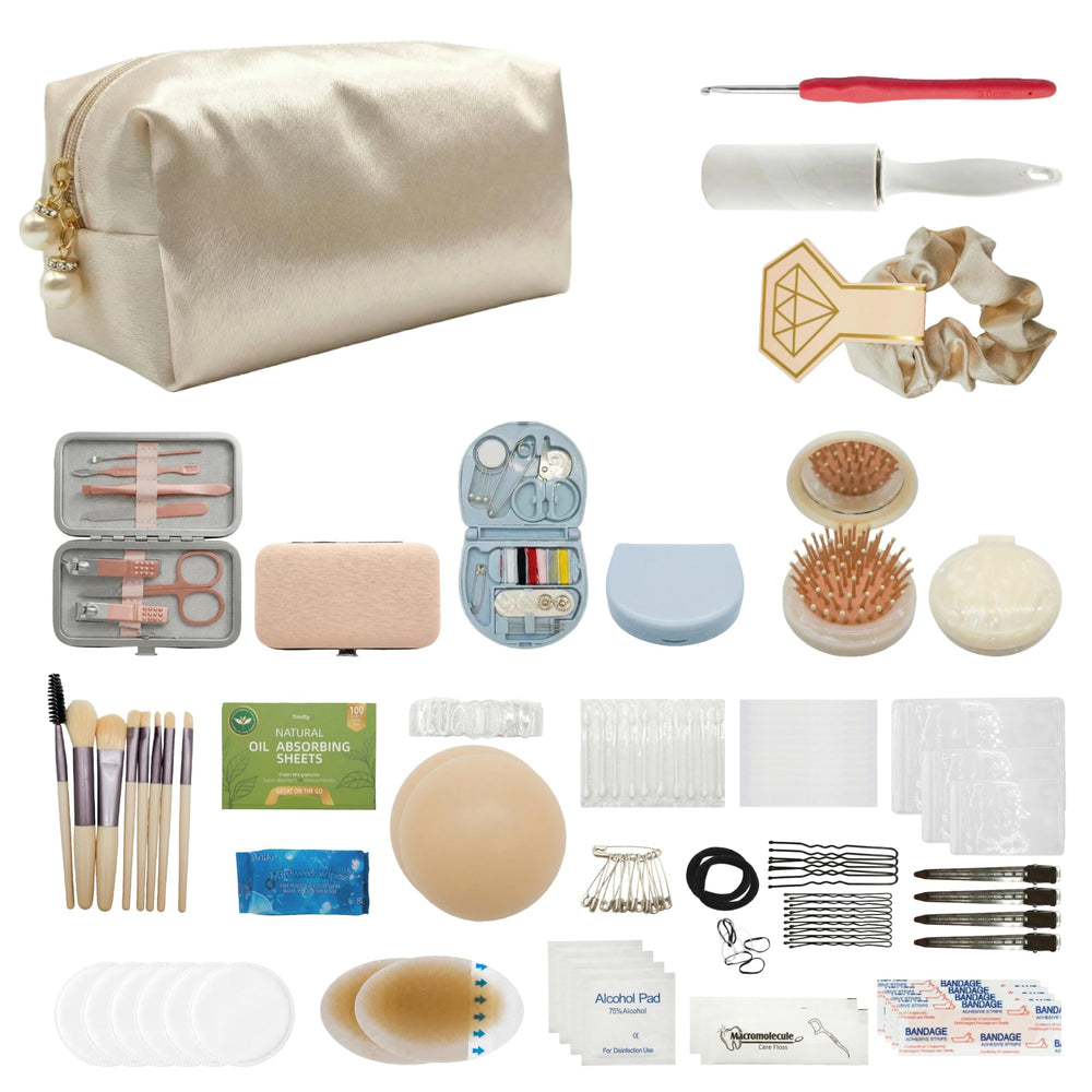 HygaLivia champagne-satin bride bag front view showing elegant storage and quick access