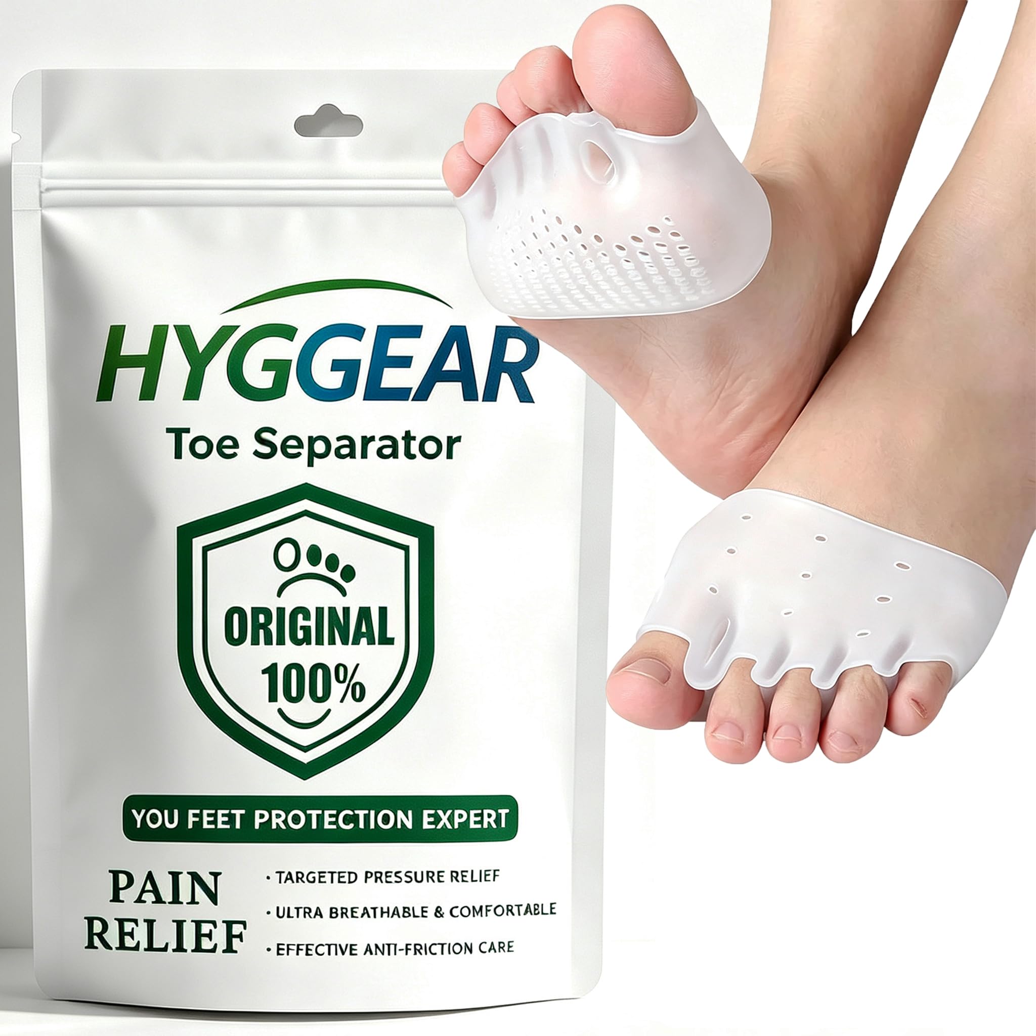 Hyggear front view packaging showing 2-pack and benefits