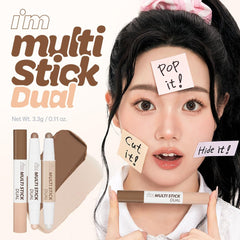 I'M MEME open dual-ended stick showing contour and highlighter tips