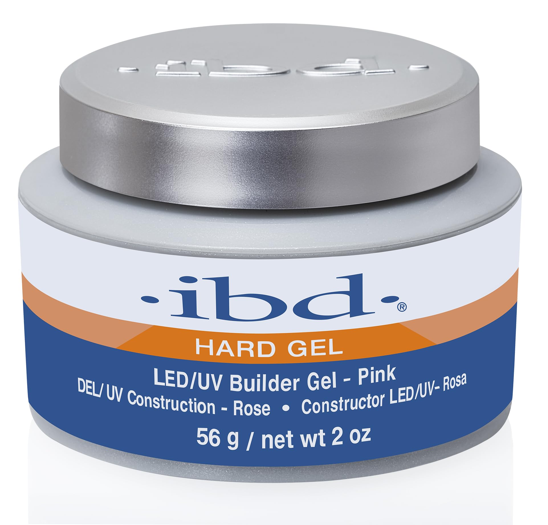 IBD hard gel pink jar front view showing label and salon-ready benefit