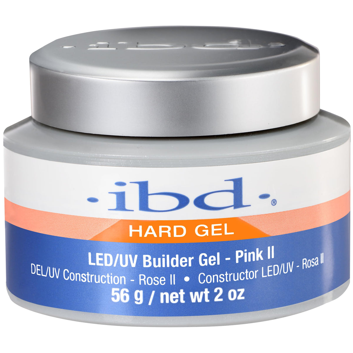 IBD jar front view showing Pink II builder gel, clear labeling and professional packaging