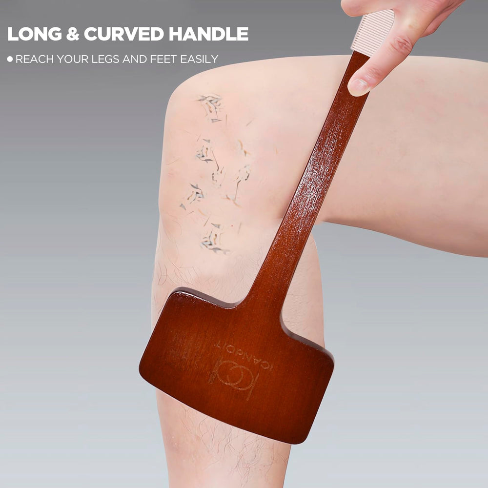 ICANdOIT brush in shower use demonstrating easy back reach and controlled cleaning