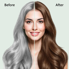 ICEMOUNTAIN before and after showing gray hair coverage and natural-looking brown result