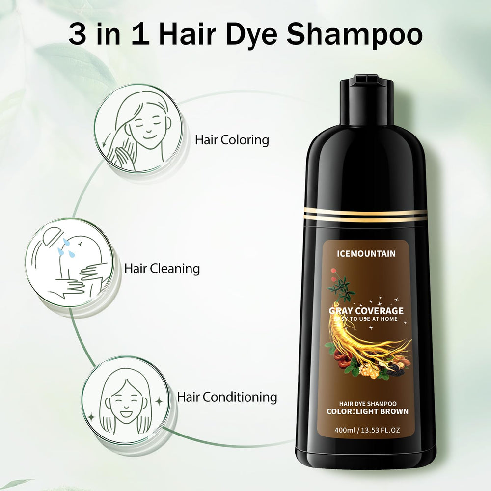 ICEMOUNTAIN applying shampoo to gray roots for instant color
