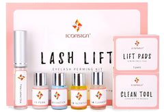 ICONSIGN kit packaging front view showing full professional lash lift set