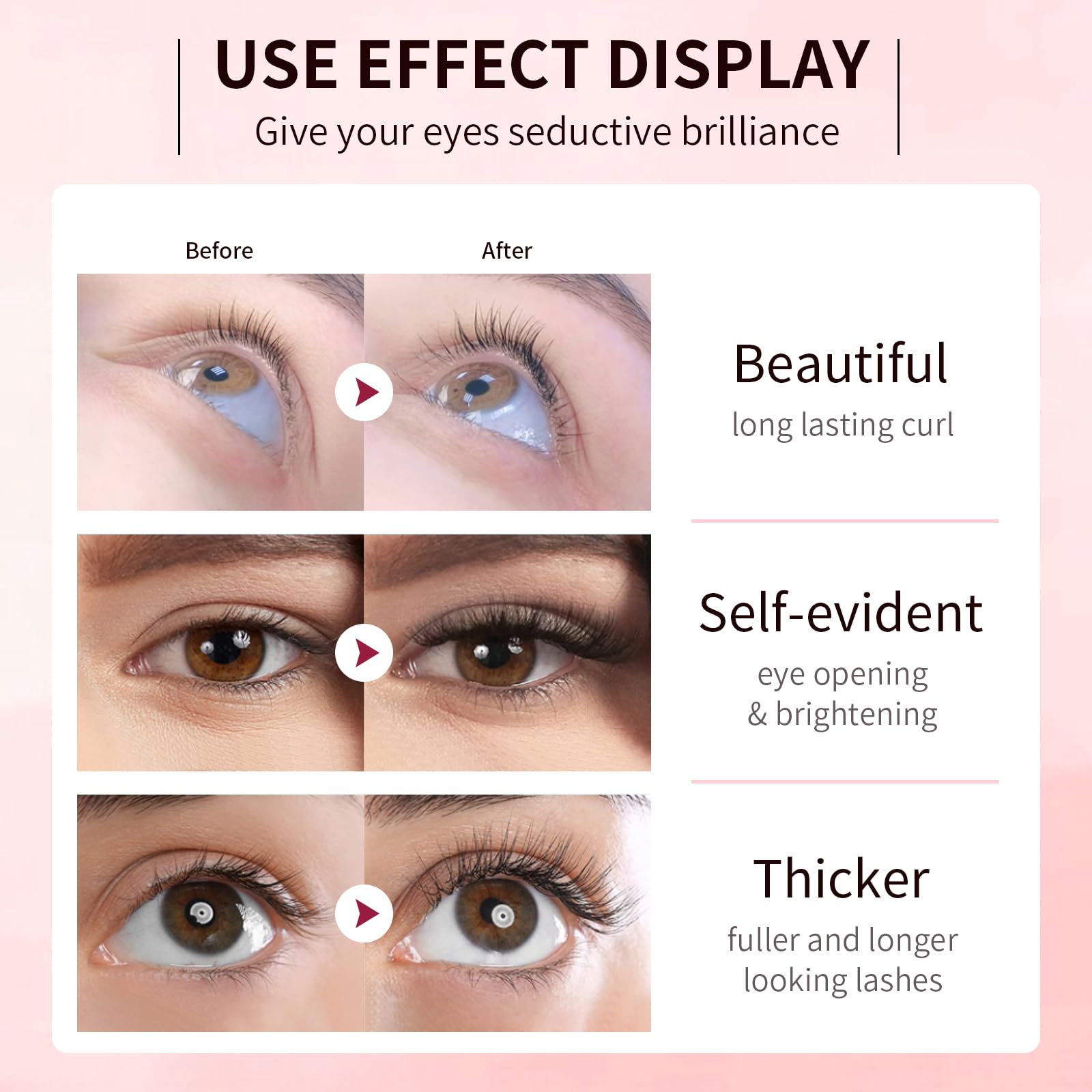 ICONSIGN before and after lashes showcasing lifted, natural curl