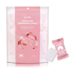ICOTLE front packaging showing 100-piece pack and compact storage benefit