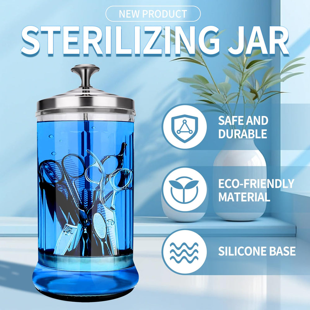 IEBARBER jar with manicure tools in basket demonstrating easy soaking and quick retrieval