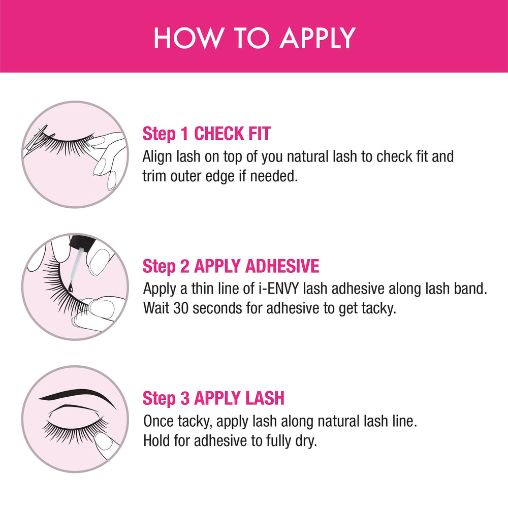 iENVY lashes with tweezers and adhesive ready for easy at-home application benefit