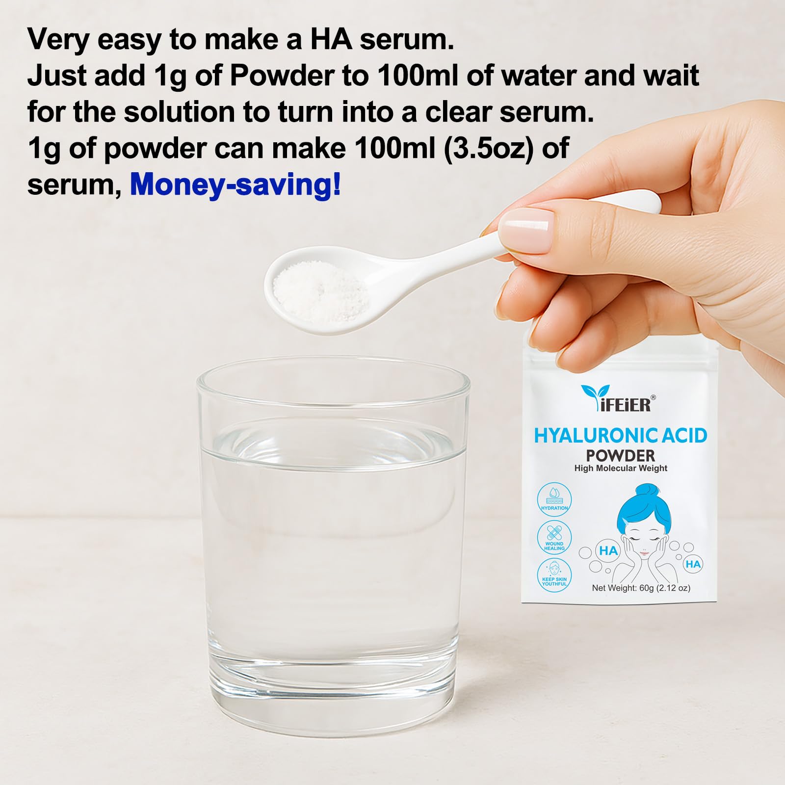 iFEiER dissolved serum in bottle shows clear solution for DIY benefit